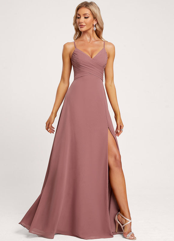 Robe Trapèze Longue Beige Élégante - gallery 4