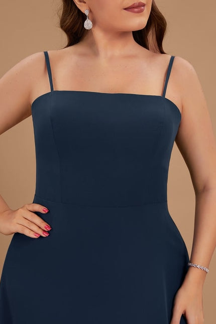 Robe Trapèze Bleue Soirée Longue Slit - gallery 7