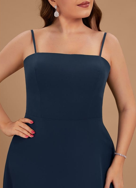 Robe Trapèze Bleue Soirée Longue Slit - gallery 7
