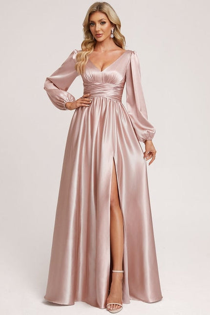 Robe Trapèze Satin Doré Élégante