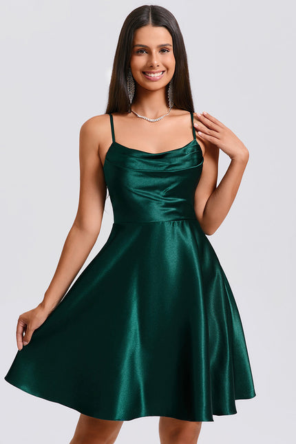 Robe Trapèze Satin Vert