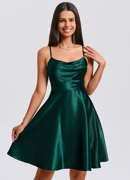 Robe Trapèze Satin Vert