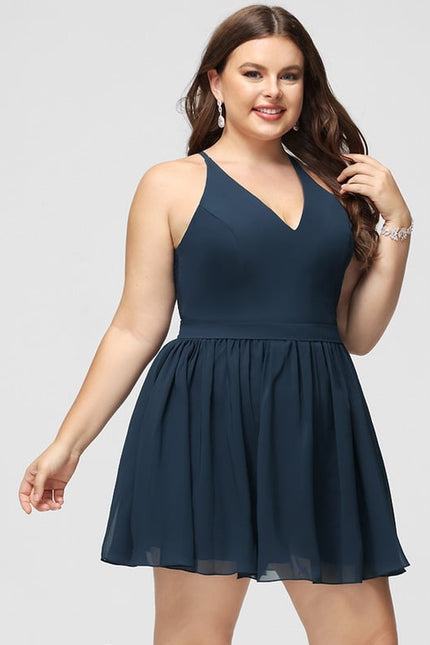 Robe Trapèze Bleue Marine Dentelle Mousseline - gallery 9