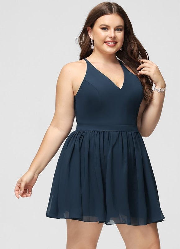 Robe Trapèze Bleue Marine Dentelle Mousseline - gallery 9
