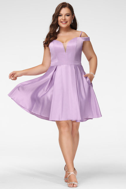 Robe Trapèze Lilas Satiné - gallery 7