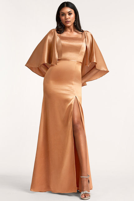 Robe Trapèze Satinée Dorée - gallery 4