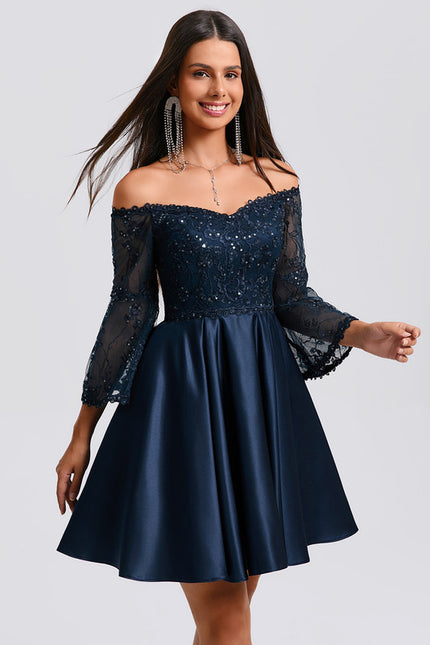 Robe Trapèze Satin Étoilée - gallery 1