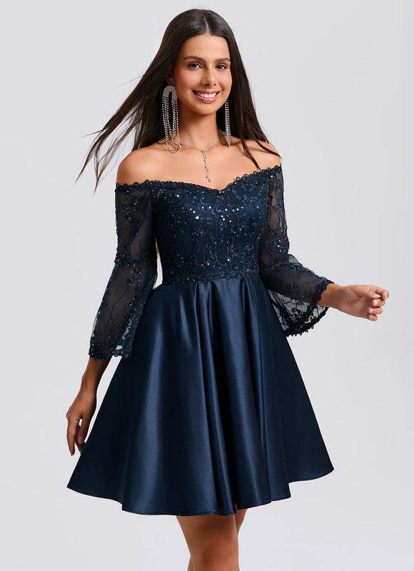 Robe Trapèze Satin Étoilée - gallery 1