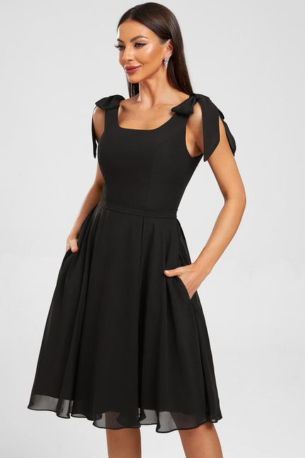 Robe Trapèze Chiffon Noire - gallery 5