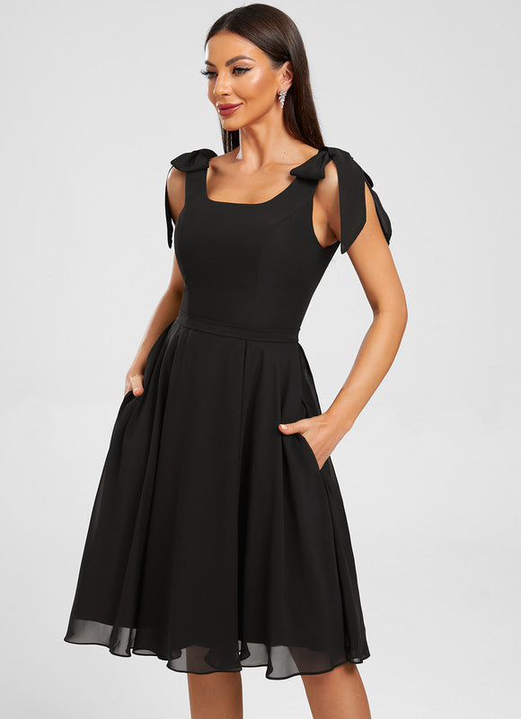 Robe Trapèze Chiffon Noire - gallery 5