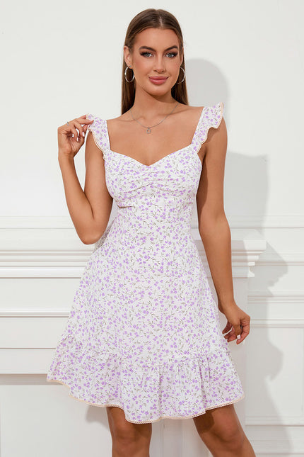 Robe Trapèze Éclat Floral Céleste - gallery 1