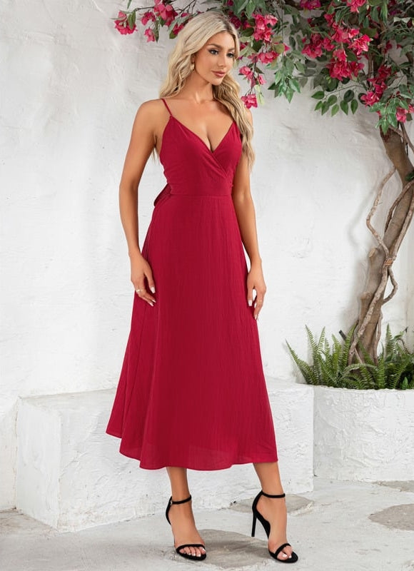 Robe Trapèze Rouge Flottant - gallery 1