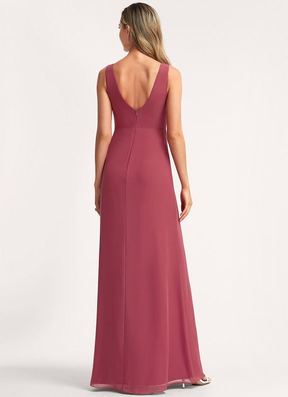 Robe Trapèze Longue Beige Élégante - gallery 3