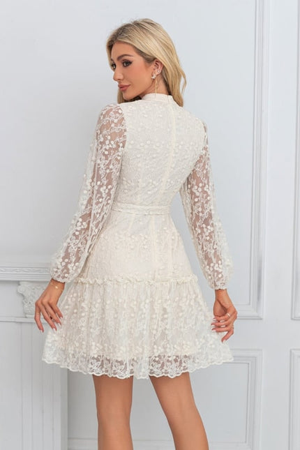 Robe Trapèze Dentelle Écrue - gallery 1