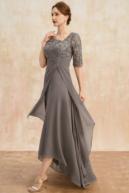 Robe Trapèze Gris Élégant - gallery 3
