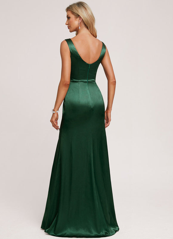 Robe Trapèze Satin Doré Élégante - gallery 2