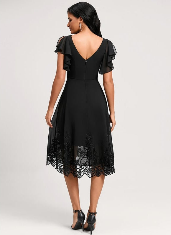 Robe Trapèze Chic Noir Dentelle - gallery 5