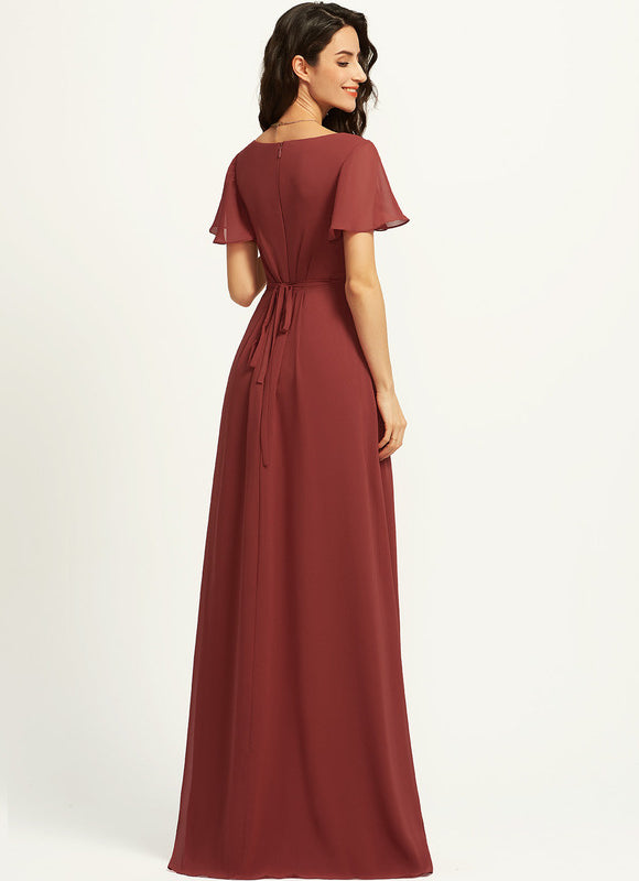 Robe Trapèze Longue Beige Élégante - gallery 3