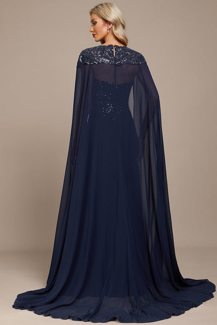 Robe Trapèze Bleue Marine Bal De Soirée - gallery 4
