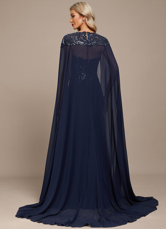 Robe Trapèze Bleue Marine Bal De Soirée - gallery 4