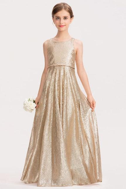 Robe Trapèze Pailletée Dorée
