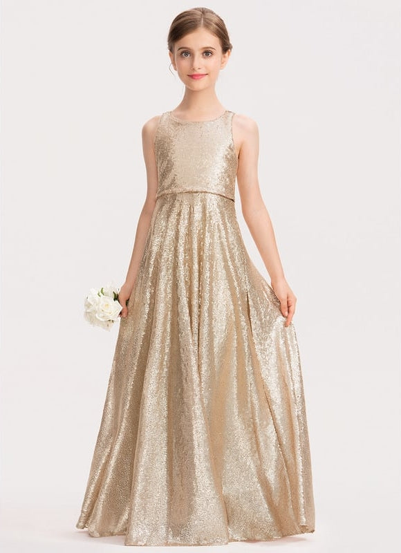 Robe Trapèze Pailletée Dorée