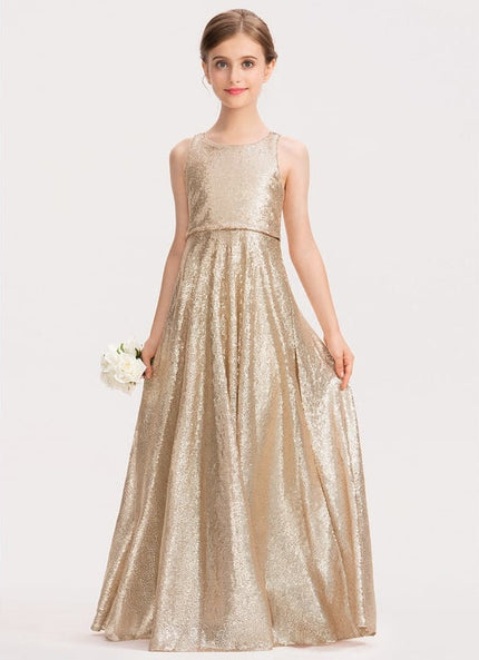 Robe Trapèze Pailletée Dorée
