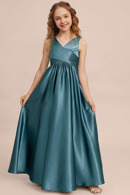 Robe Trapèze Satinée Longue Émeraude - gallery 5