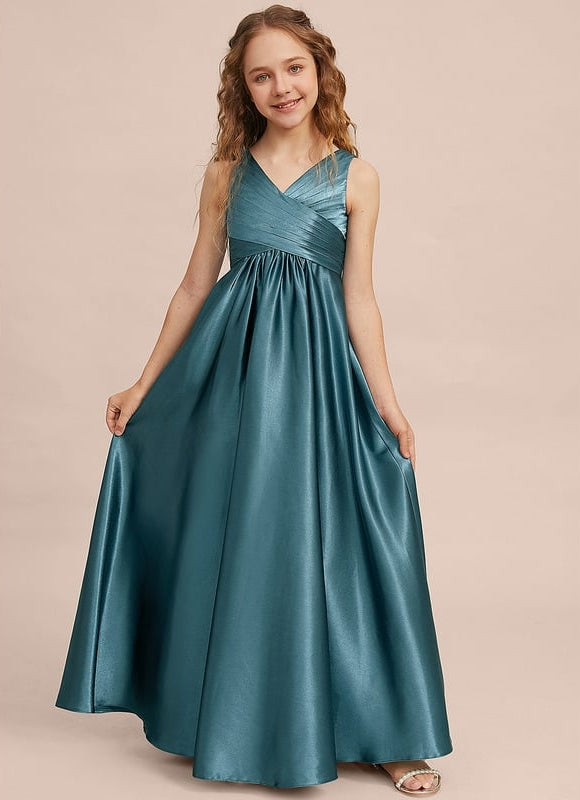 Robe Trapèze Satinée Longue Émeraude - gallery 5