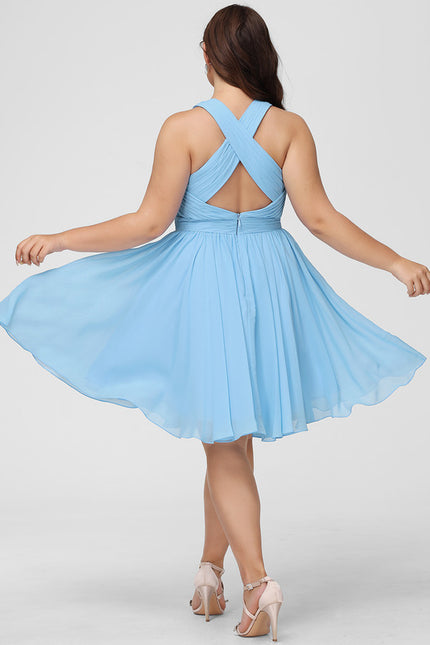 Robe Trapèze Bleu Vaporeux Chic - gallery 5