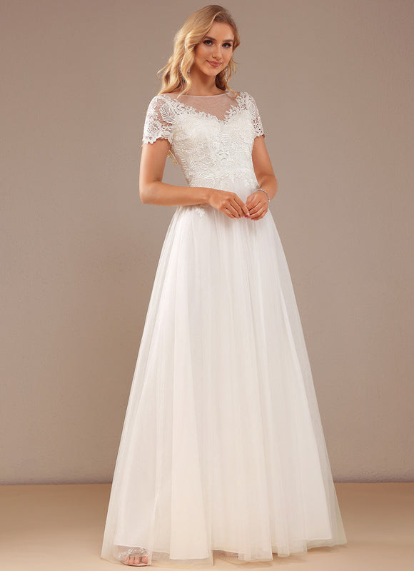 Robe Trapèze Blanche Mariage Tulle Dentelle - gallery 5