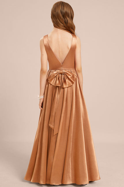 Robe Trapèze Satin Caramel - gallery 1