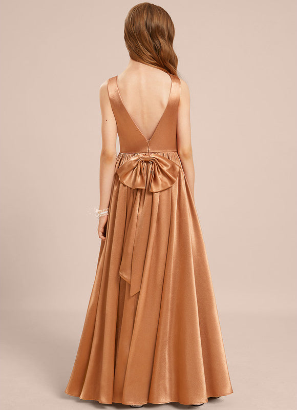 Robe Trapèze Satin Caramel - gallery 1