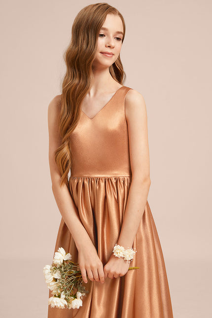 Robe Trapèze Satin Caramel - gallery 5