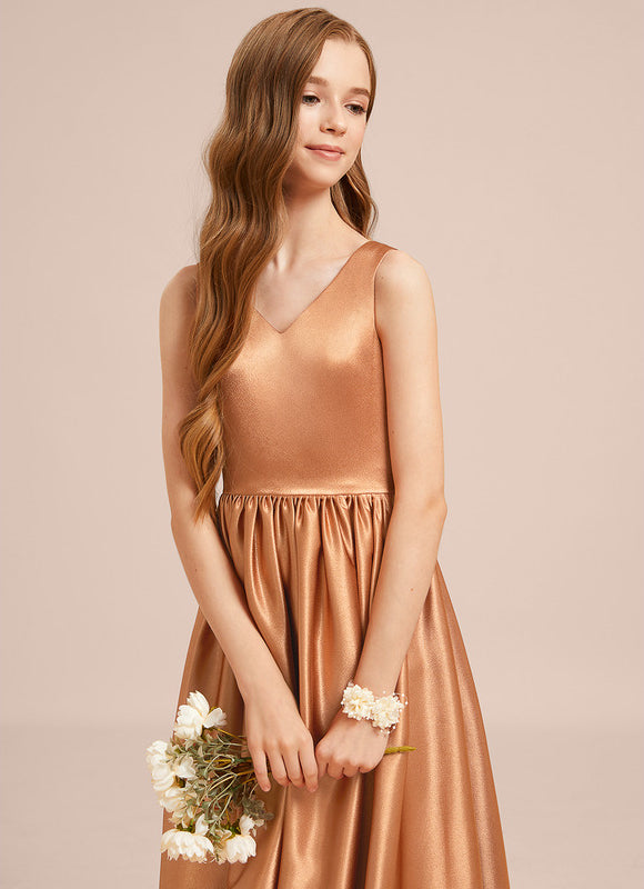 Robe Trapèze Satin Caramel - gallery 5
