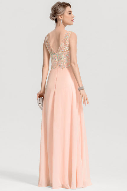 Robe Trapèze Éclat Pêche Satiné - gallery 3