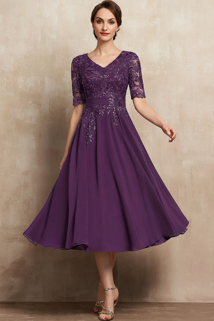 Robe Trapèze Violet Éclat Satiné