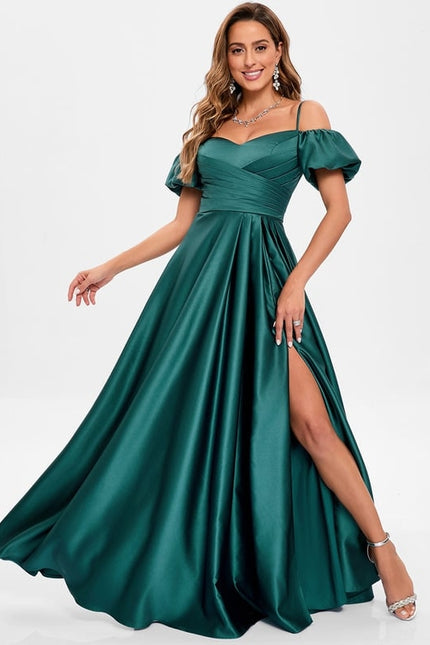 Robe Trapèze Satin Bleu Éclatant - gallery 6