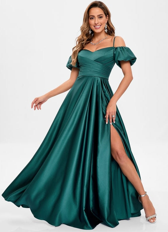 Robe Trapèze Satin Bleu Éclatant - gallery 6