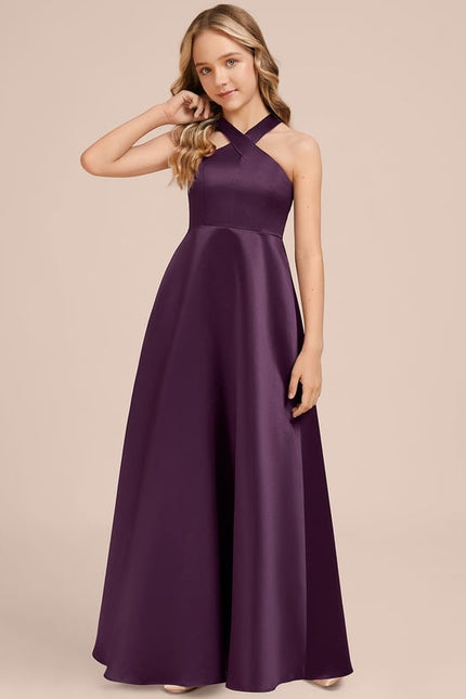 Robe Trapèze Satinée Prune - gallery 4