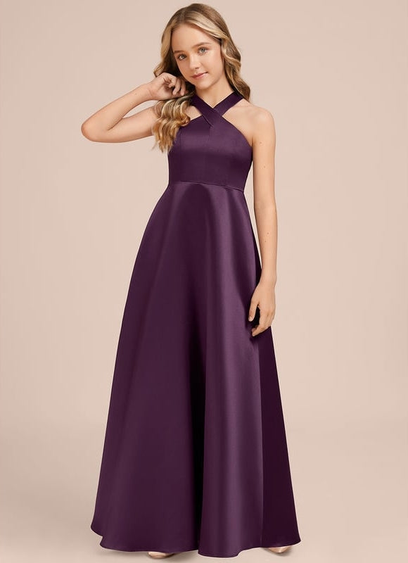 Robe Trapèze Satinée Prune - gallery 4