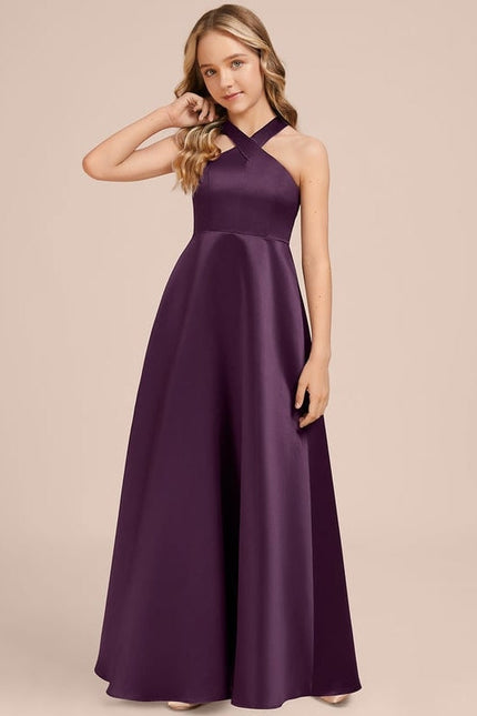 Robe Trapèze Satinée Prune - gallery 4