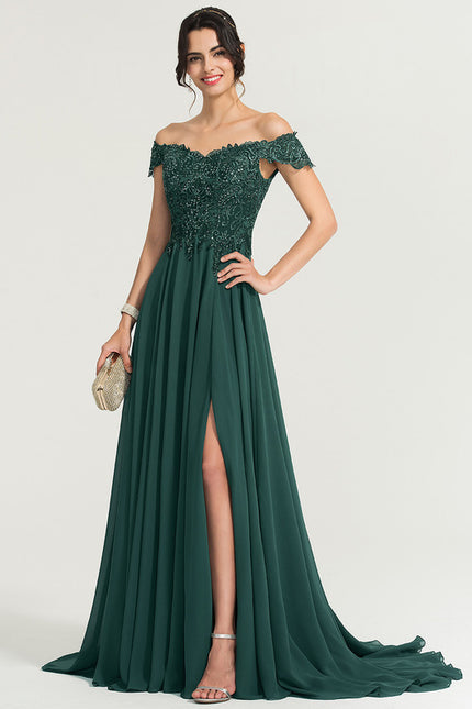 Robe Trapèze Verte Bal De Dentelle Pâles - gallery 4