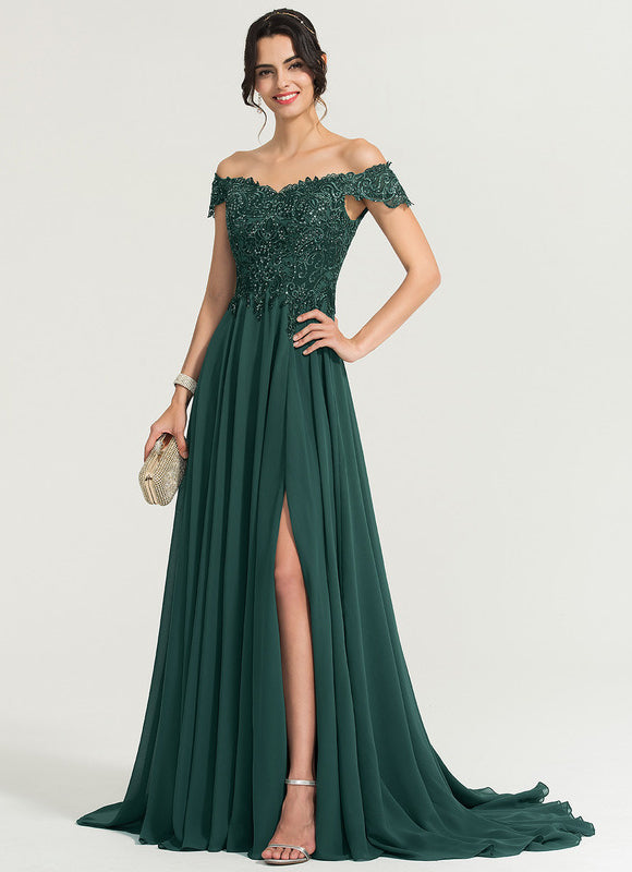 Robe Trapèze Verte Bal De Dentelle Pâles - gallery 4