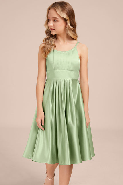 Robe Trapèze Satin Vert Tendre - gallery 4