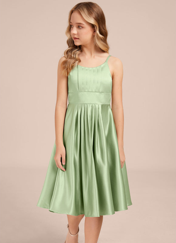 Robe Trapèze Satin Vert Tendre - gallery 4