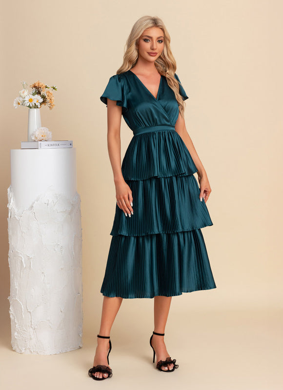 Robe Trapèze Satinée Ondulée - gallery 5