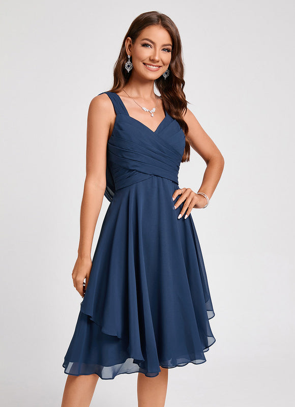 Robe Trapèze Drapé Élégant Chic