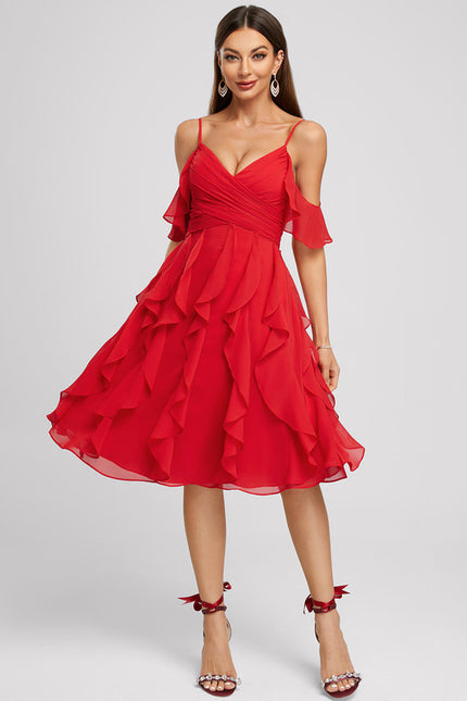 Robe Trapèze Rouge Éclatant - gallery 1