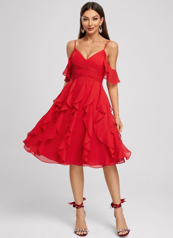 Robe Trapèze Rouge Éclatant - gallery 1